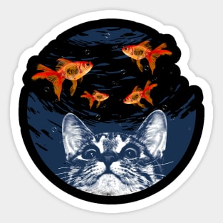 Cat and goldfish Sticker